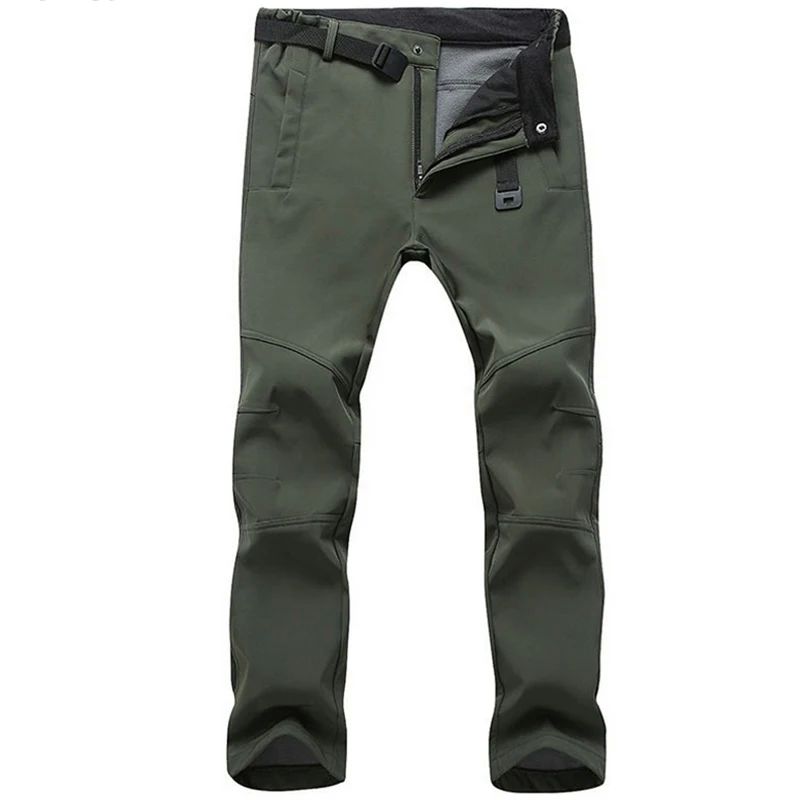 Stretch Waterproof Pants Men Casual Winter Thick Warm Fleece