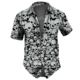 Men Hawaiian Skull Print Horror Shi Casual Shirts Lapel