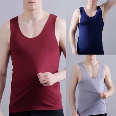 Men Ice Silk Seamless Vest Tank Tops Sports Outer Wear Under