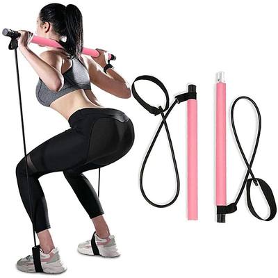 Portable Yoga Pilates Bar Stick with Resistance Band Home Gy