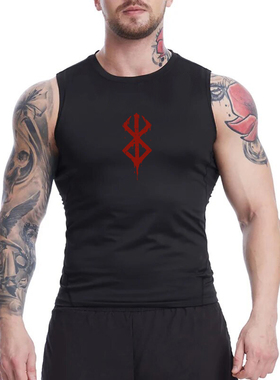 Gym Workout T-shirt Mens Compression Vest Quick Dry