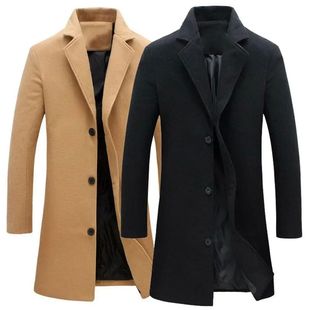 Coats Fashion Autumn Woolen Men Solid Winter Color Single