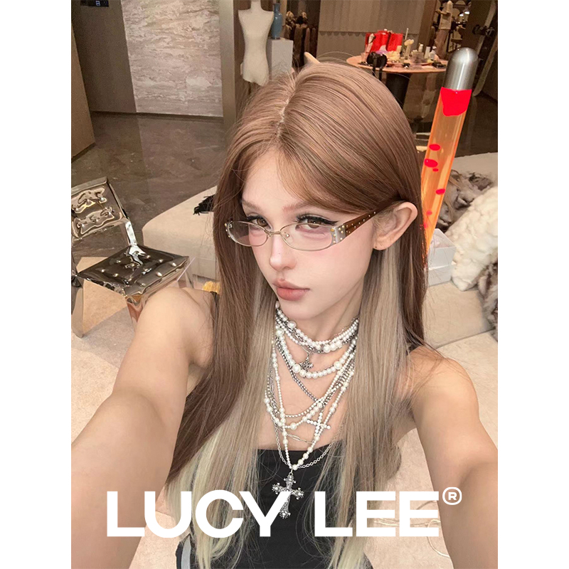 LUCY LEE【焦糖玛奇朵】精修高层次金棕挑染长直发女白金假发头套