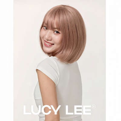 LUCYLEE【豆沙波波-免修剪】热卖款精修奶茶粉色短发假发女全头套