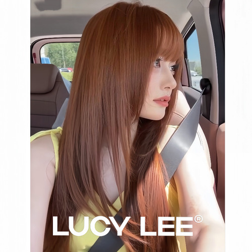 LUCYLEE【古早明日香-免修剪】精修刘海暖棕色长直假发全头发套