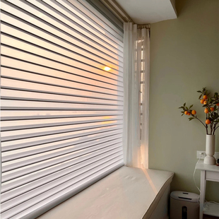 香格里拉帘电动窗帘客厅书房阳台卧室餐厅办公室亚麻百叶遮光卷帘