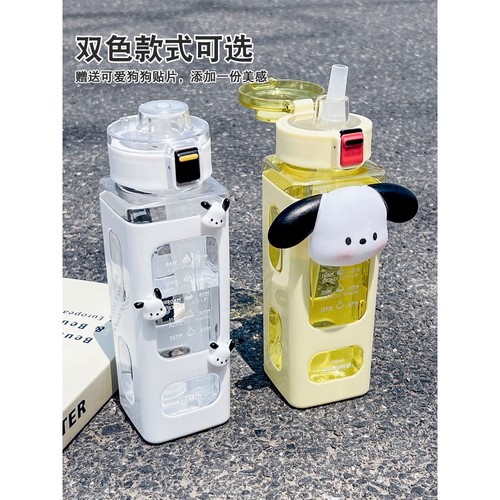 水杯女2025新款高颜值吸管杯学生上学专用塑料水壶大容量杯子男款