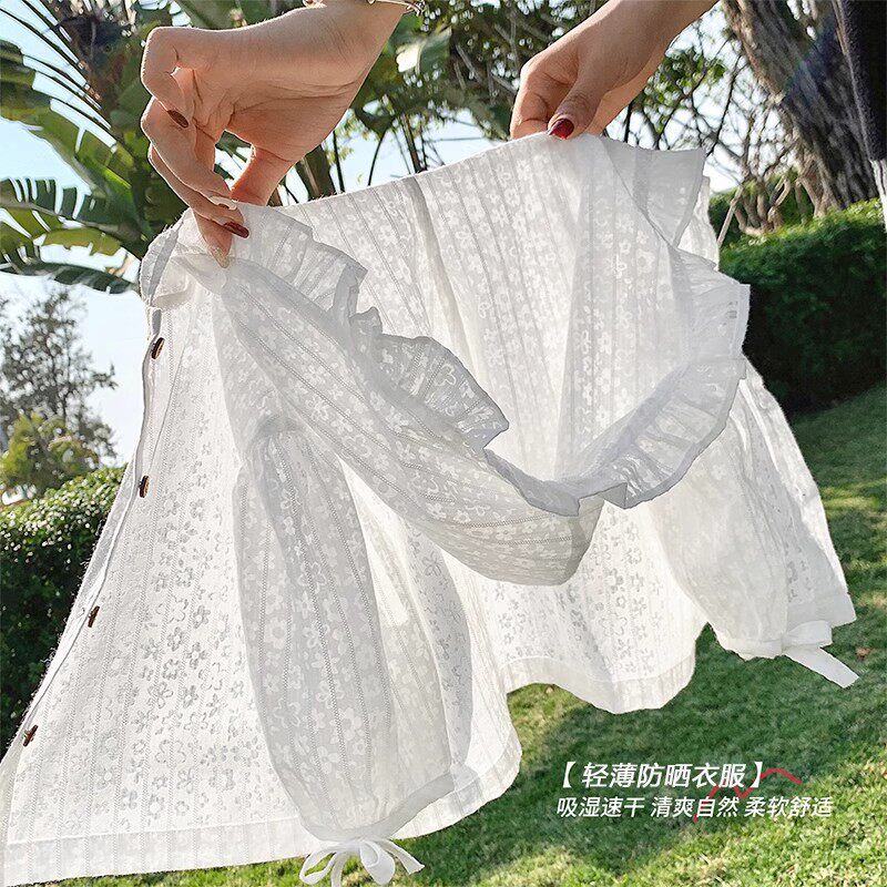 女童新款2026夏季防晒服网红儿童透气轻薄连帽外套宝宝可爱花边潮