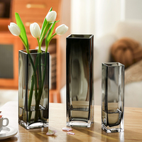 高级感花瓶摆件轻奢原色简约玻璃水养百合郁金香插花客厅餐桌装饰