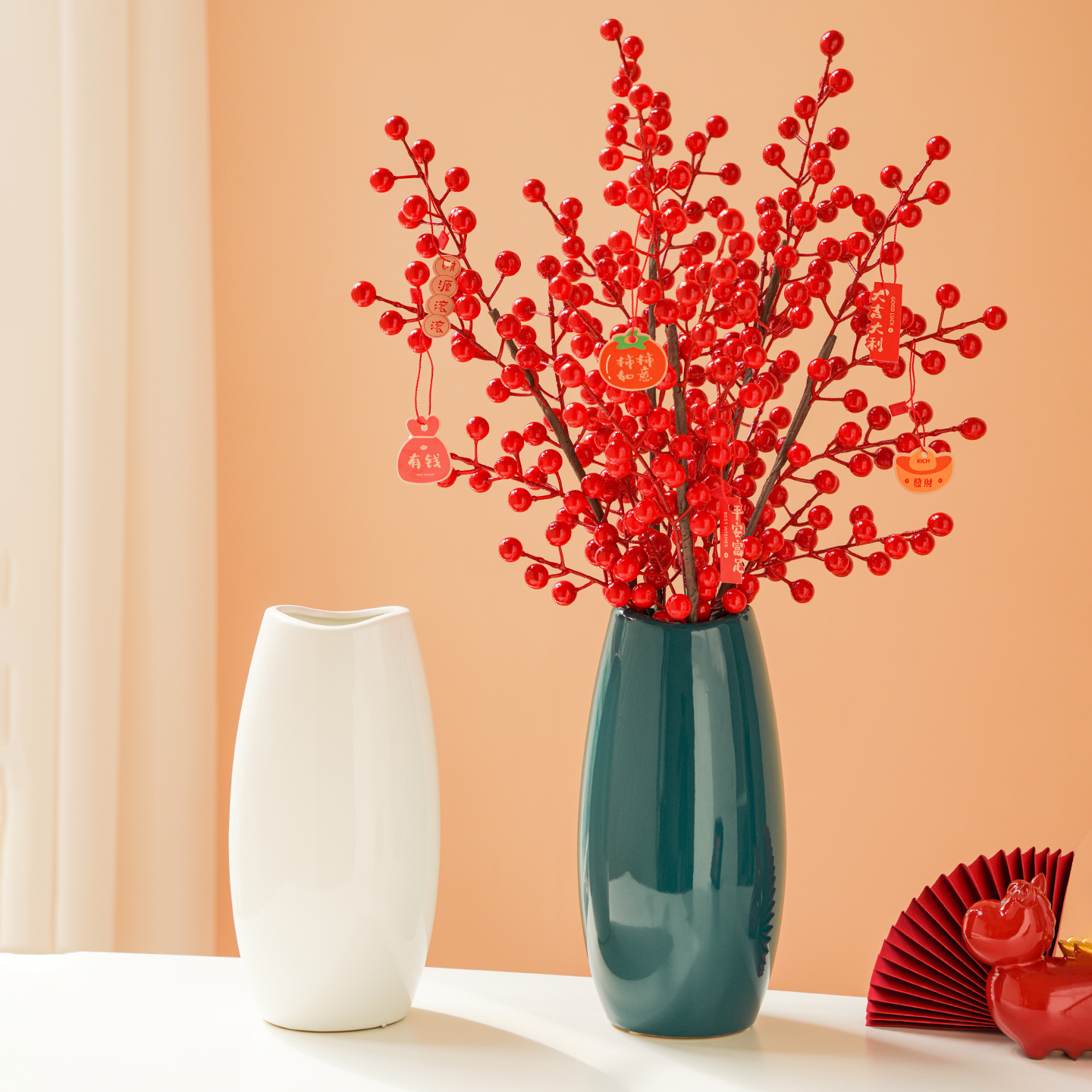 高级感逼真仿真花发财果红果插花