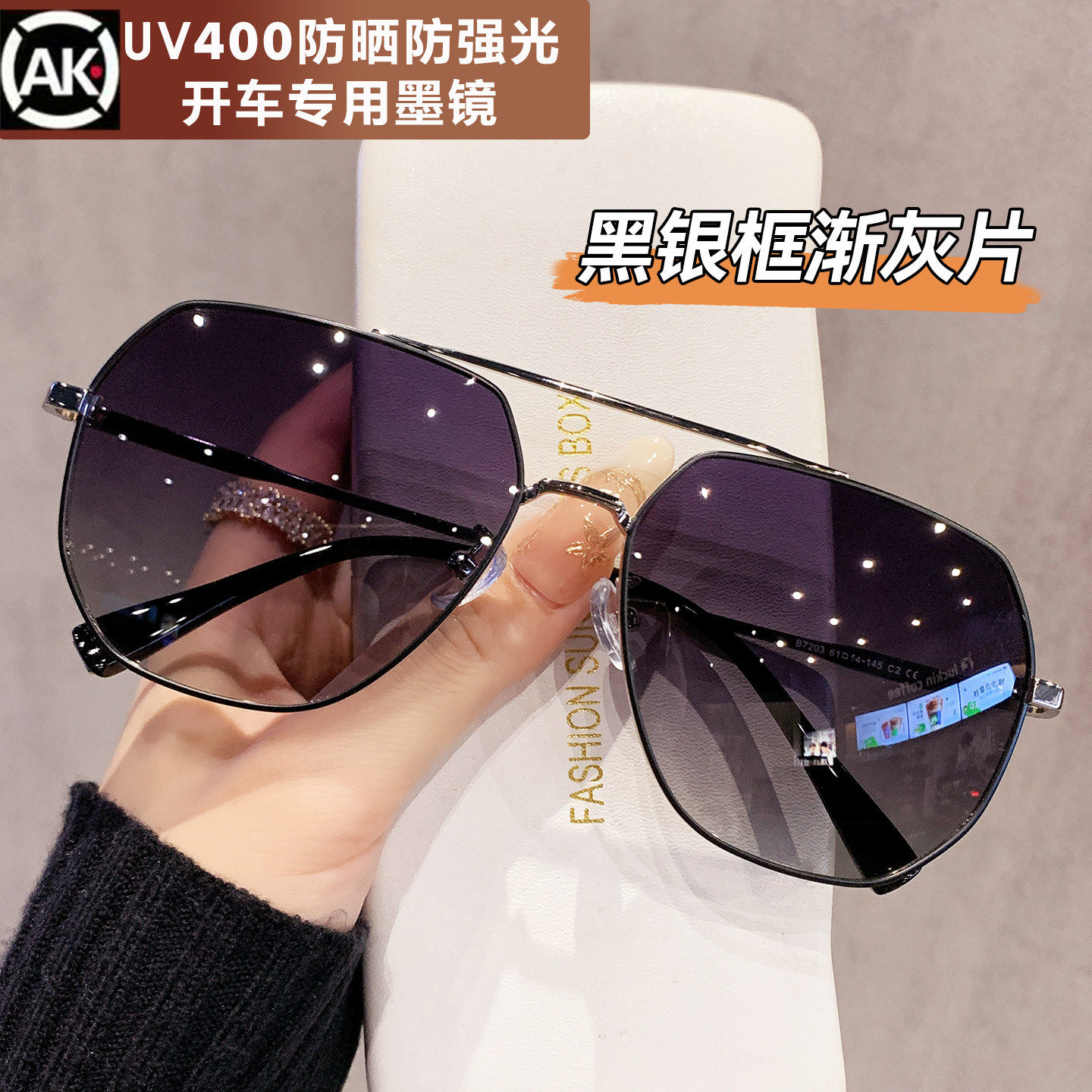 日本进口偏光墨镜男款大脸2026新款防紫外线开车专用眼镜太阳镜男