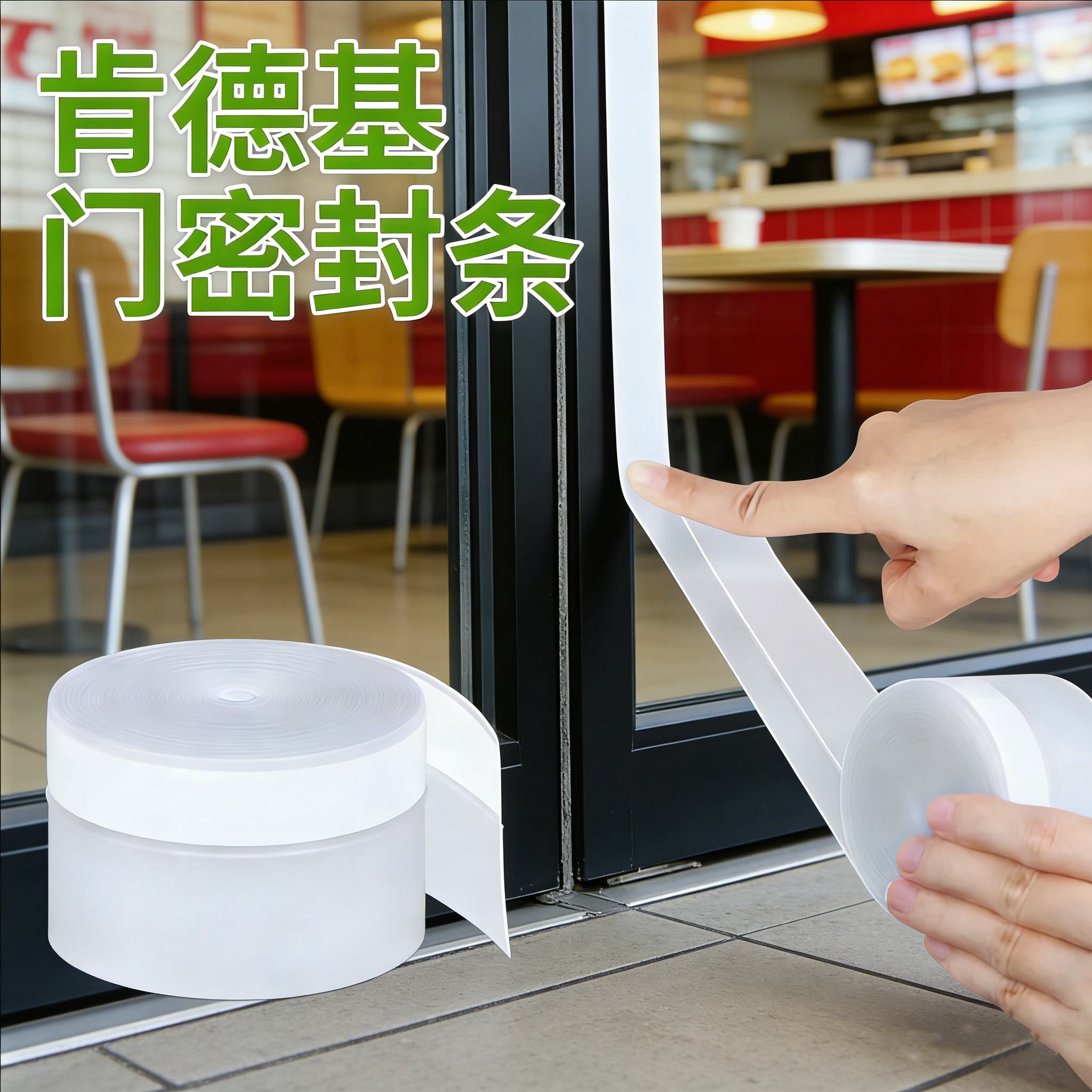 肯德基门密封条不锈钢门缝防风防尘挡风条对开门酒店门底防漏风
