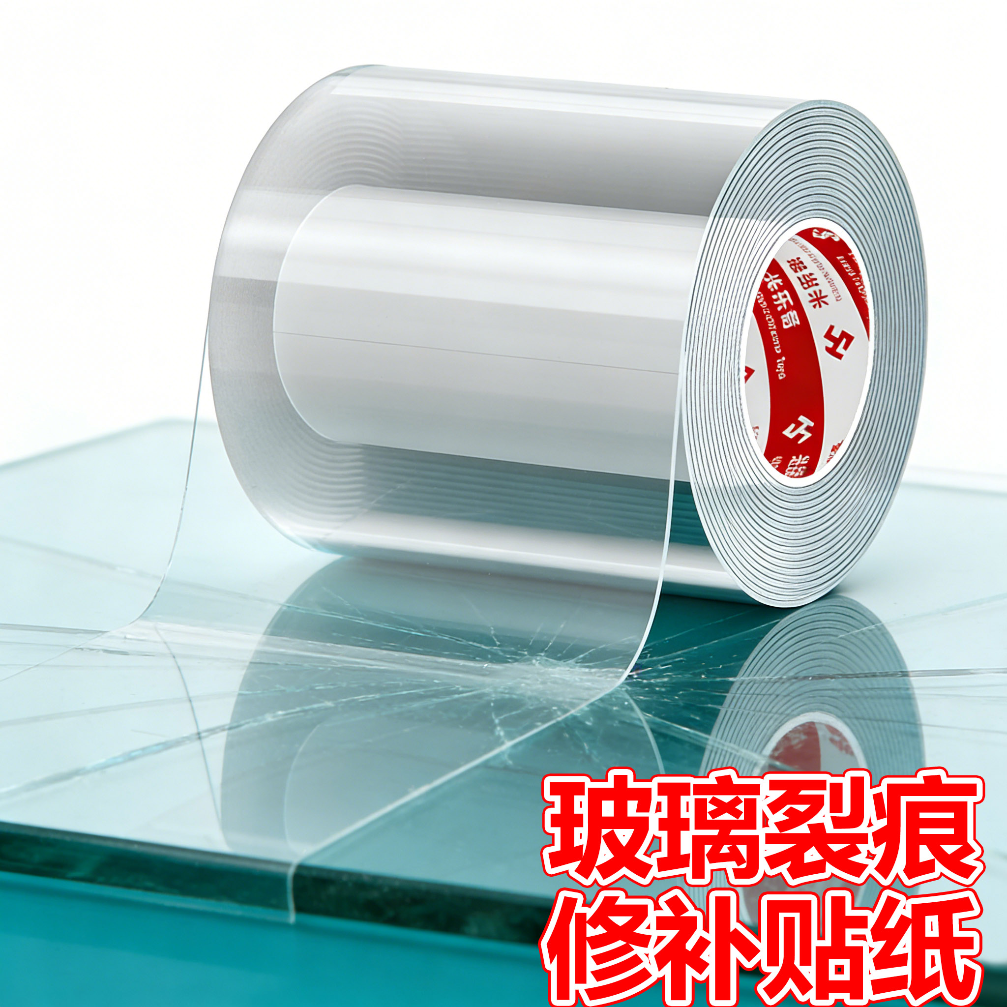 玻璃裂痕修复贴纸强力透明亚克力胶条鱼缸裂纹裂缝补洞贴膜厕所卫生间门窗户玻璃破损修补神器粘玻璃专用胶带