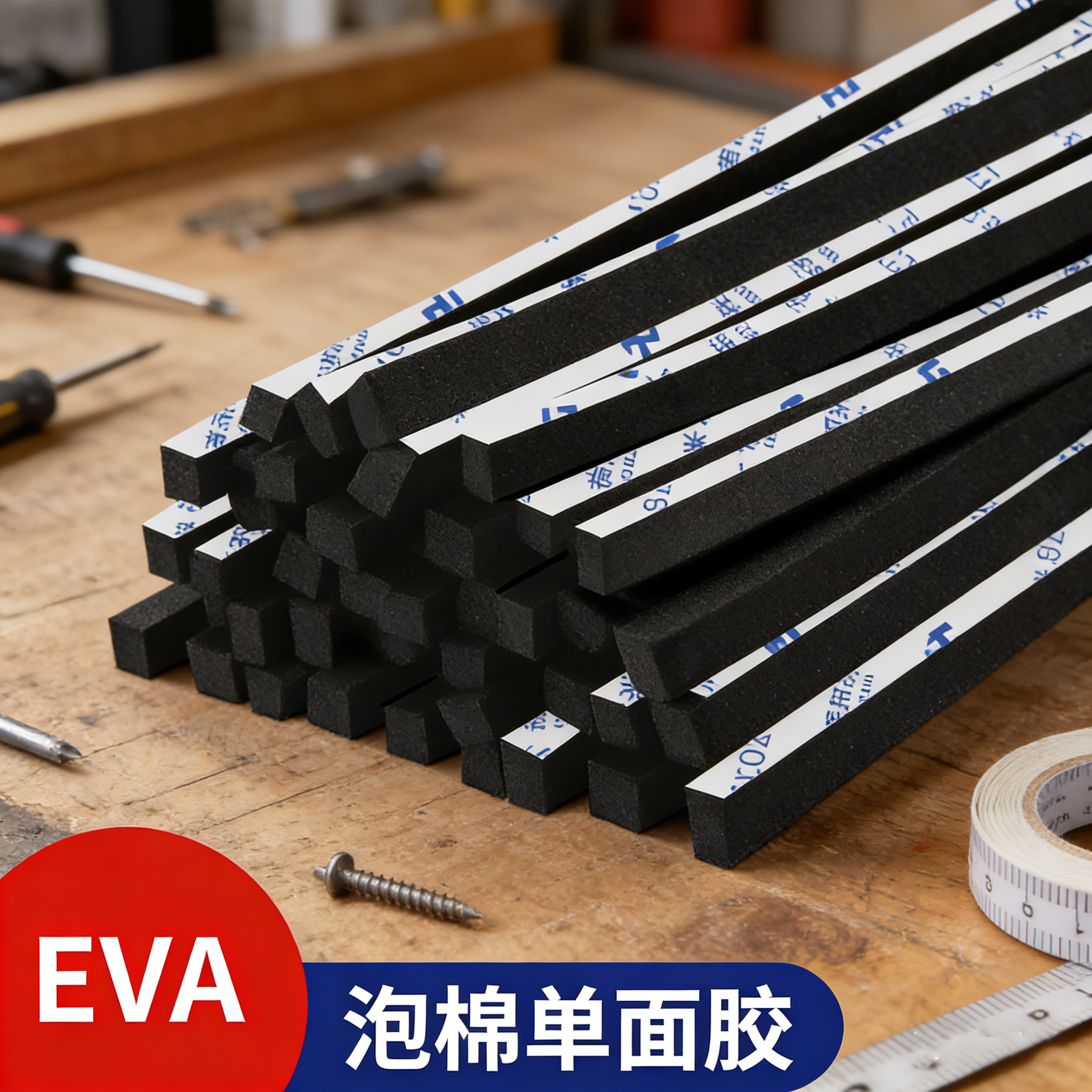 eva黑色泡棉单面胶超薄超细泡棉海绵条3-5-6mm宽自带背胶密