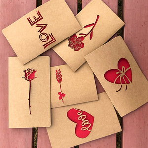 七夕贺卡花束卡片情人节定制作手工创意代写纸雕镂空促进感情表白