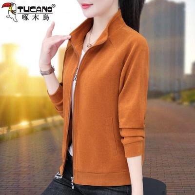 啄木鸟立领卫衣开衫外套女2025新