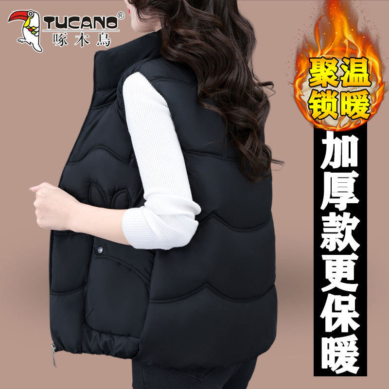 啄木鸟羽绒棉马甲女款冬季2025新款中年妈妈洋气马夹秋冬保暖外套