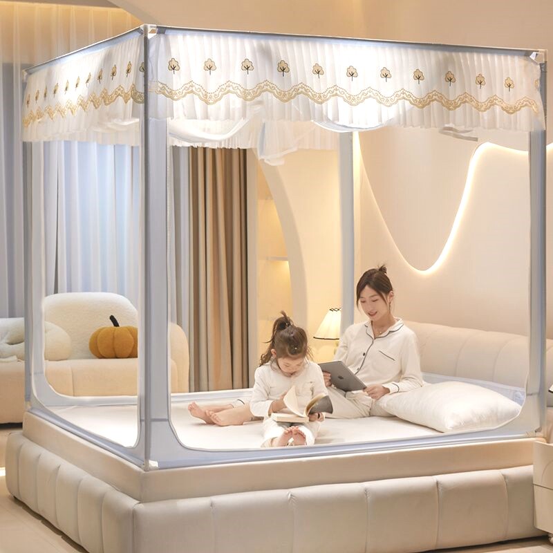 2024新款家用蚊帐卧室防止掉床高级蒙古包免安装儿童婴儿防摔围栏
