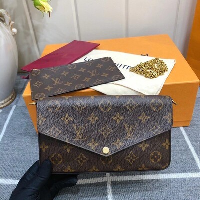 二手正品LV老花牛皮三合一女士