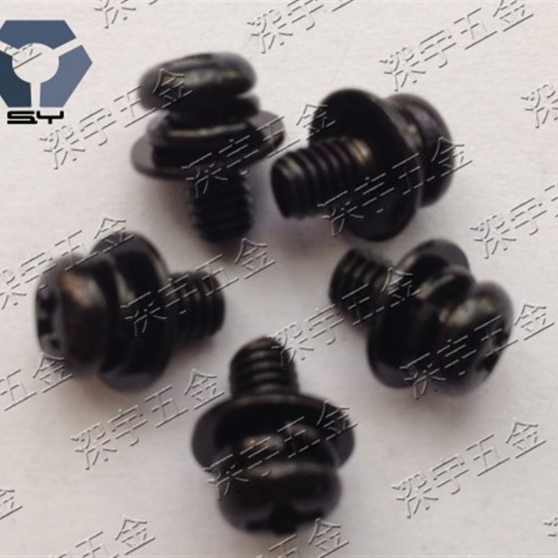 M4x6-4x35不锈钢黑色防锈圆头组合螺丝9074.8高盐雾耐腐蚀达克罗