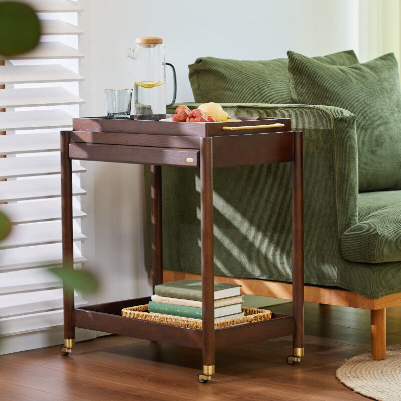 实木餐车客厅小推车家用可移动烧烤茶水车酒水车送餐车餐厅手推车