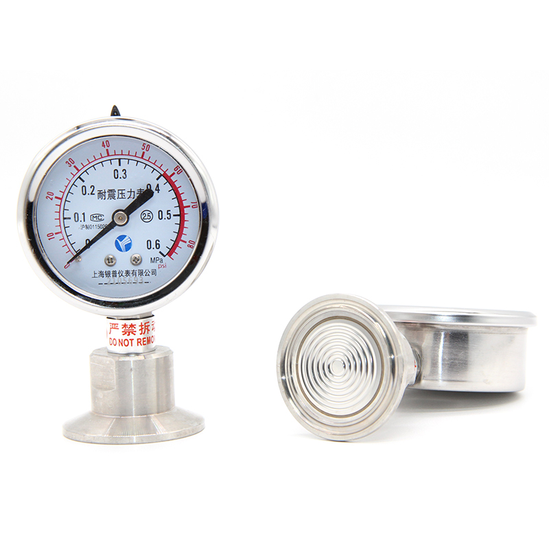 全不锈钢50.5MM卫生型YTNP-60MC卡盘式耐震隔膜压力表卡箍快装式
