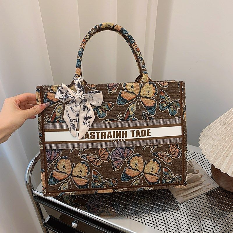 高级感刺绣帆布托特包包女2024秋冬新款时尚手提大容量单肩通勤包,个性定制/设计服务/DIY,明信片定制,淘宝优惠券,粉丝福利购,淘宝优惠卷
