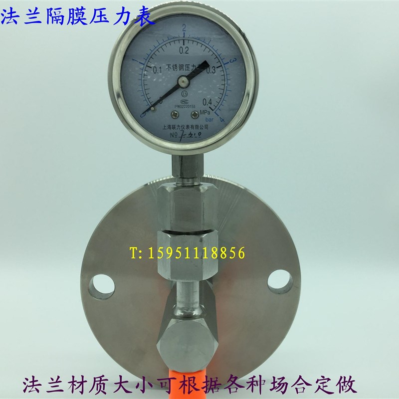 L型法兰隔膜压力表 法兰式压力表 钽哈C膜片隔膜DN20-50压力表