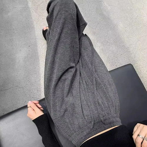 慵懒风宽松阔腿裤高腰直筒长裤女