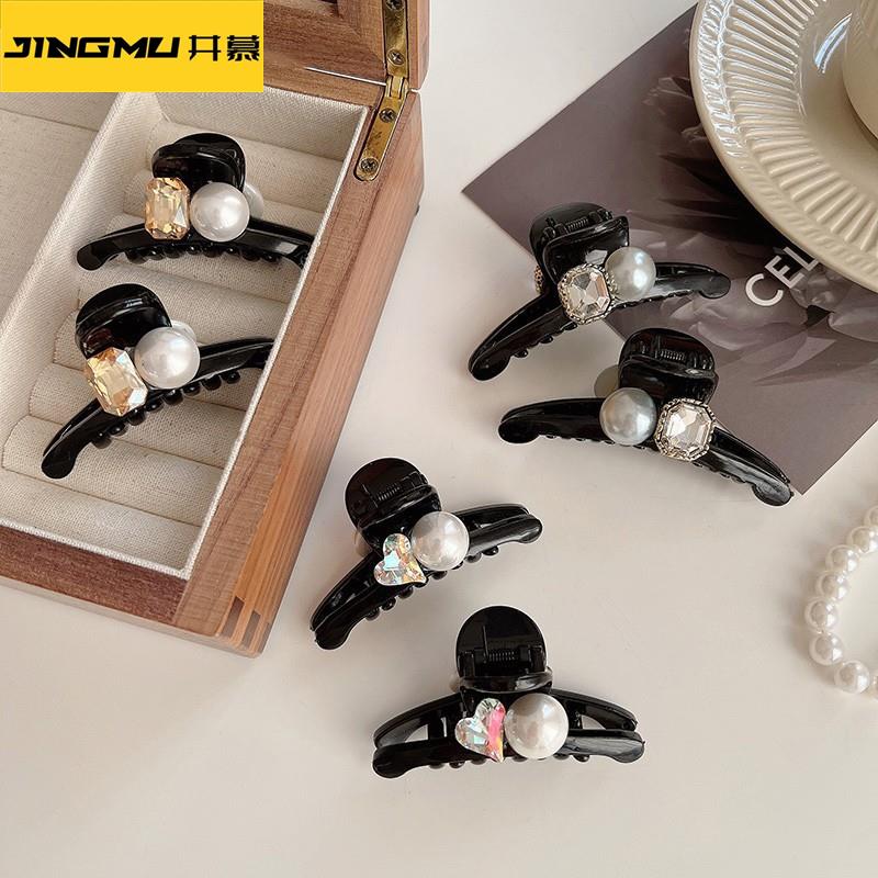 井慕~2023新款精致闪钻小抓夹公主头珍珠水钻发夹侧边刘海夹百搭