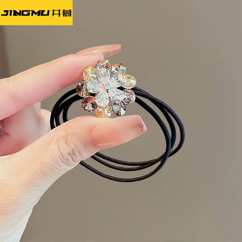 井慕~闪钻花朵高级感发绳新款发圈马尾头绳简约皮筋洋气发饰气质