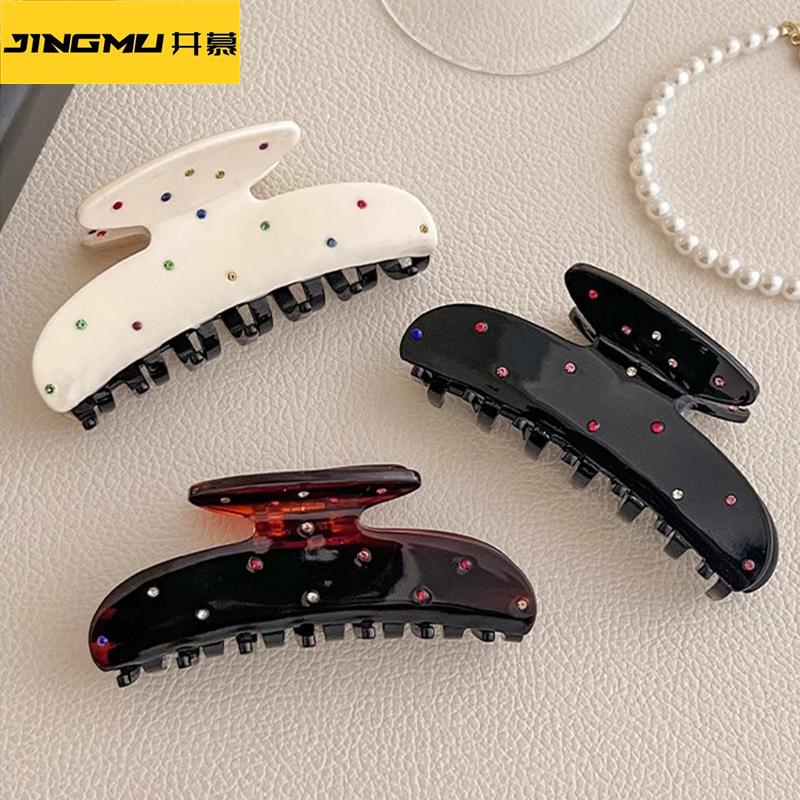 井慕~新款高颜值彩钻发夹女后脑勺夹子百搭抓夹高级感发卡鲨鱼夹