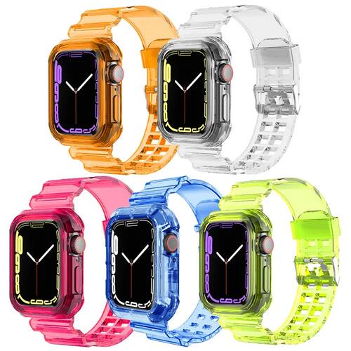 Clear Band + Case for Apple Watch Series 9 8 7 49mm 45mm
