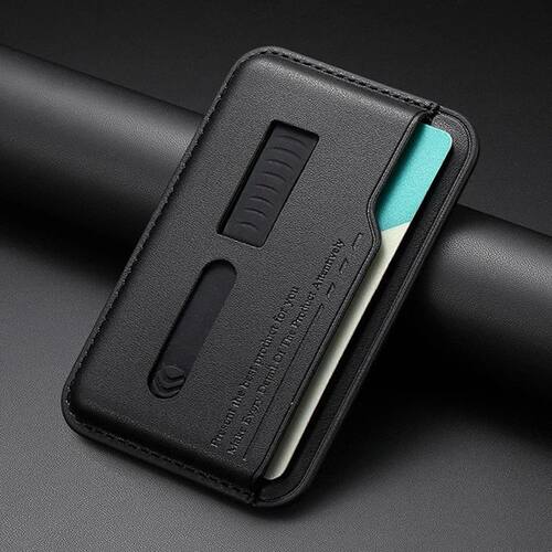 Hidden Strap Magnetic Leather Wallet Card Holder Case for