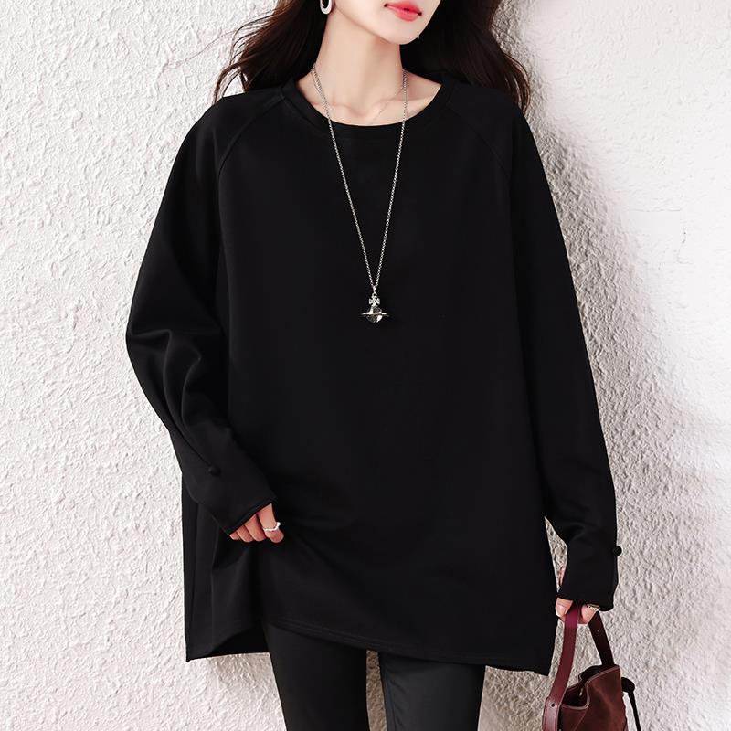 MONLOUVE大码气质简约显瘦T恤卫衣女装2025秋季胖mm时尚宽松百搭