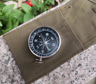 送帆布袋 金属 铝合金钥匙圈指南针  中文户外运动登山驴友指北针