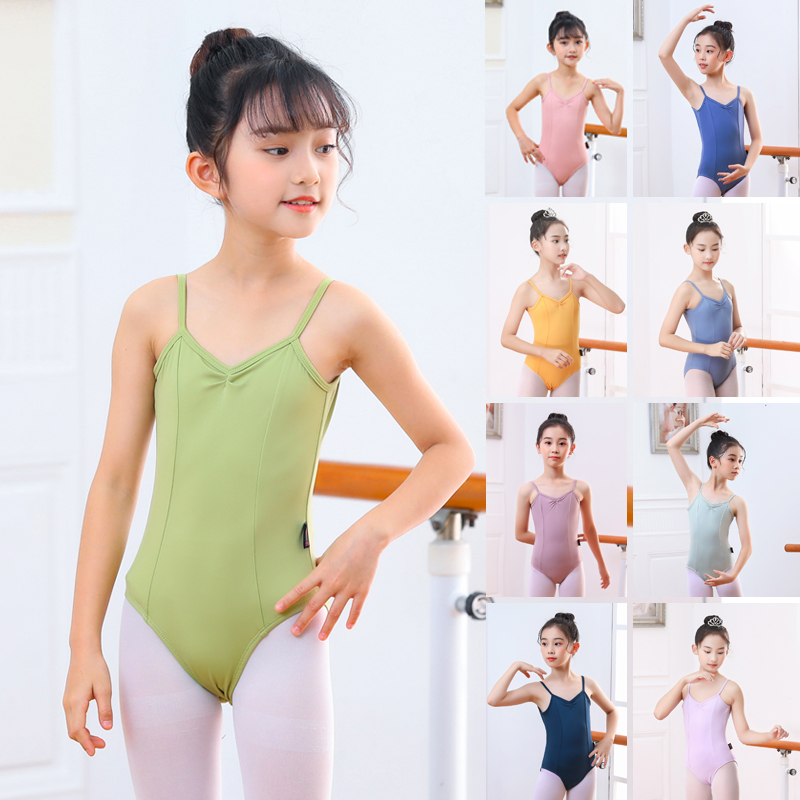 儿童舞蹈服吊带女开档体操服考级