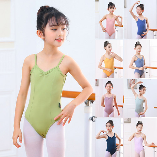 儿童舞蹈服吊带女开档体操服考级
