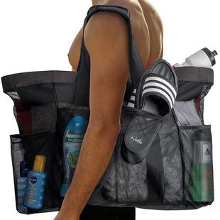 户外沙滩包透明网布袋大容量包游泳收纳袋旅行手提洗漱袋便携装 备