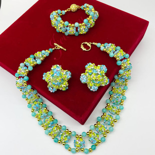 饰品中古vintage穆拉诺立体花朵琉璃古董西洋气质百搭耳夹手链项