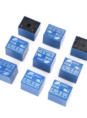松乐继电器SRD-03V 05V 12V 24VDC-SL-A-C 4脚5脚3V 蓝色T73 10A