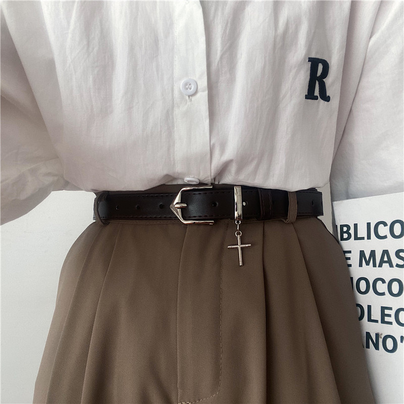 男女黑色百搭裤子皮带朋克ins风