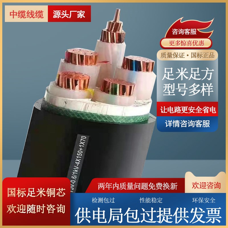 电力电缆YJV2 3 4 5铜芯阻燃耐火动力G35平方VV22室外架空电线铠