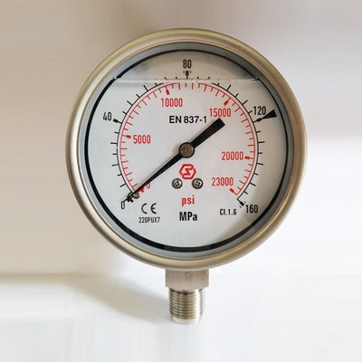 0697.不锈钢压力表0-160Mpa/psi 超高压 液压泵 油站 清洗机 专用