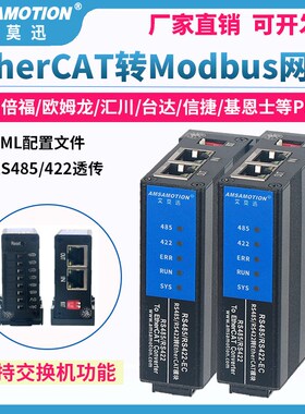 ErCAT转Modbus RTU RS485/422网关倍福欧姆龙PLC透传通讯模块