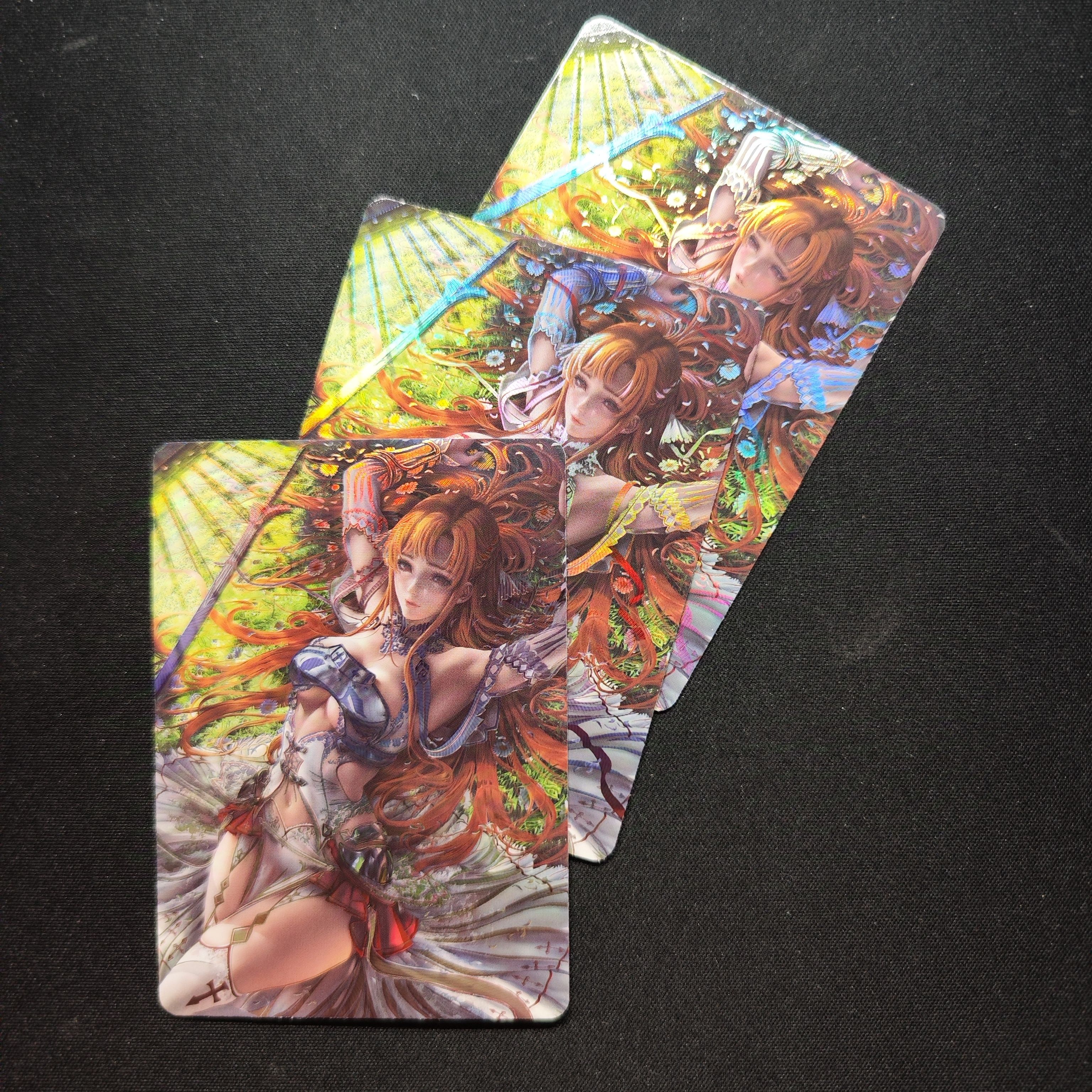 【特藏】刀剑神域明城结日奈 女神同人 渐变收藏闪卡3张 63×88mm