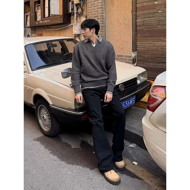 冬季加厚假两件Polo领毛衣