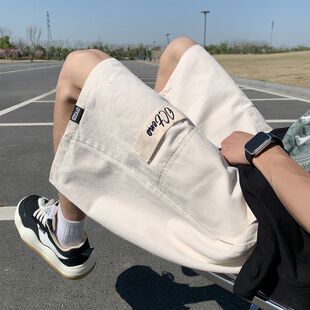 五分裤 夏季 男宽松直筒纯棉潮牌潮流痞帅日系休闲中裤 短裤 子 工装