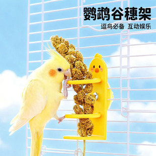 鹦鹉谷穗架鸟喂食器黄谷穗专用夹子牡丹果蔬夹水果固定夹穿插虎皮