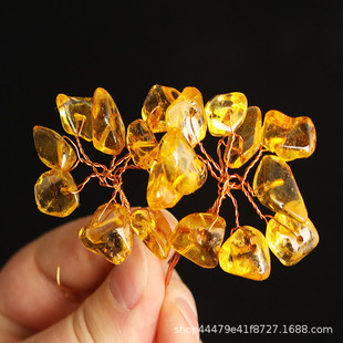 仿黄水晶碎石招财树摇钱树制作发财树材料半成品水晶散珠碎石